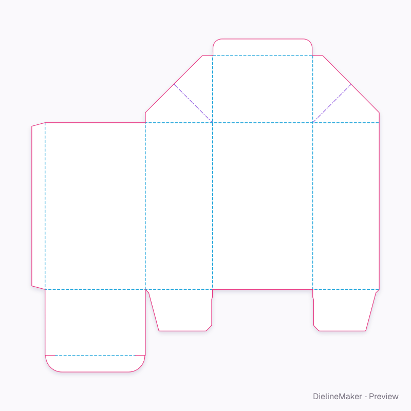 P1 tuck base, webbed top flat dieline