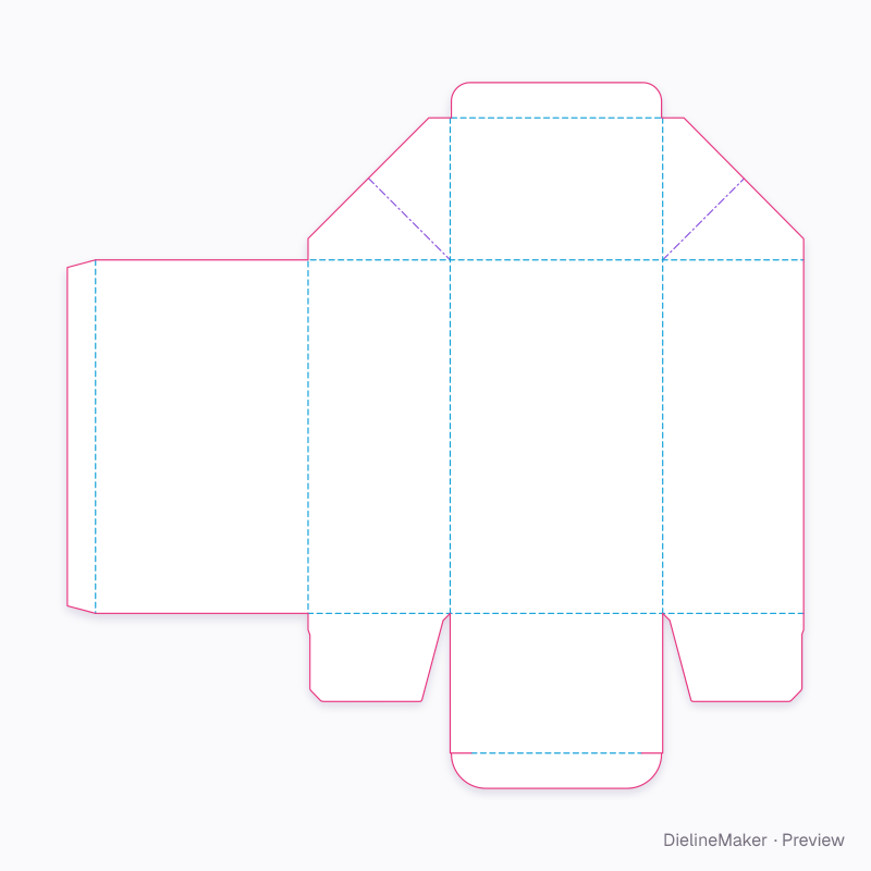 P3 tuck base, webbed top flat dieline