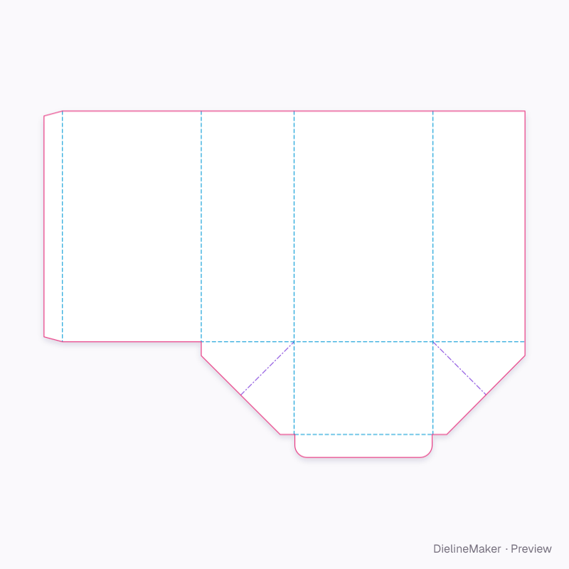 Webbed base, open top flat dieline