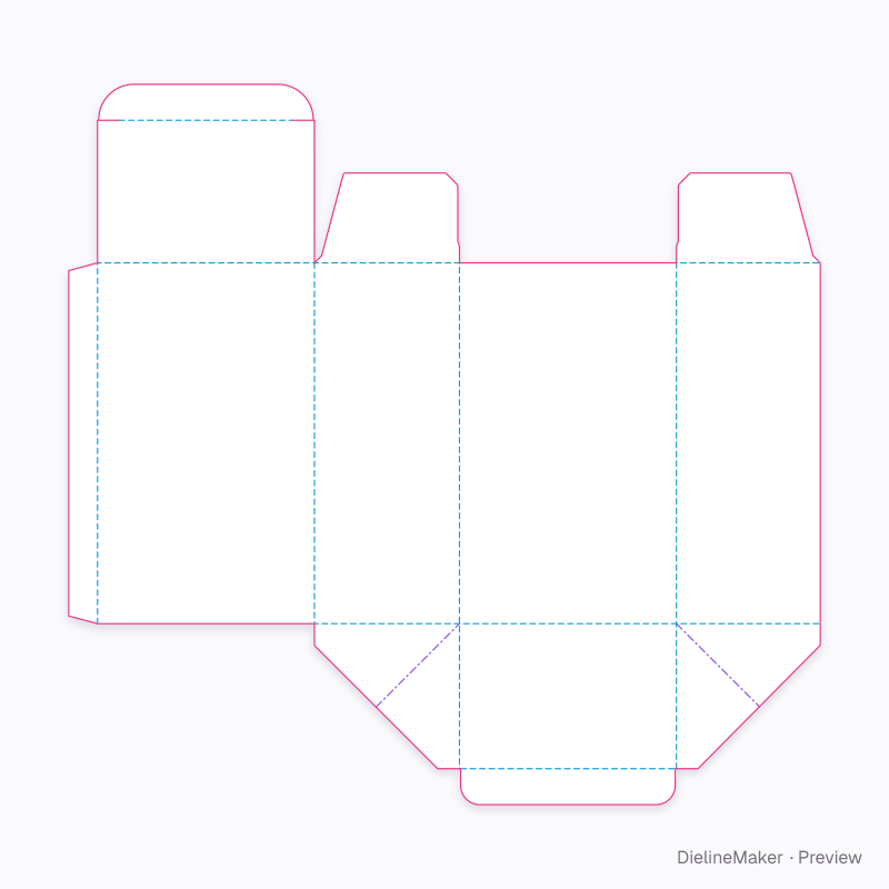 Webbed base, P1 top tuck flat dieline