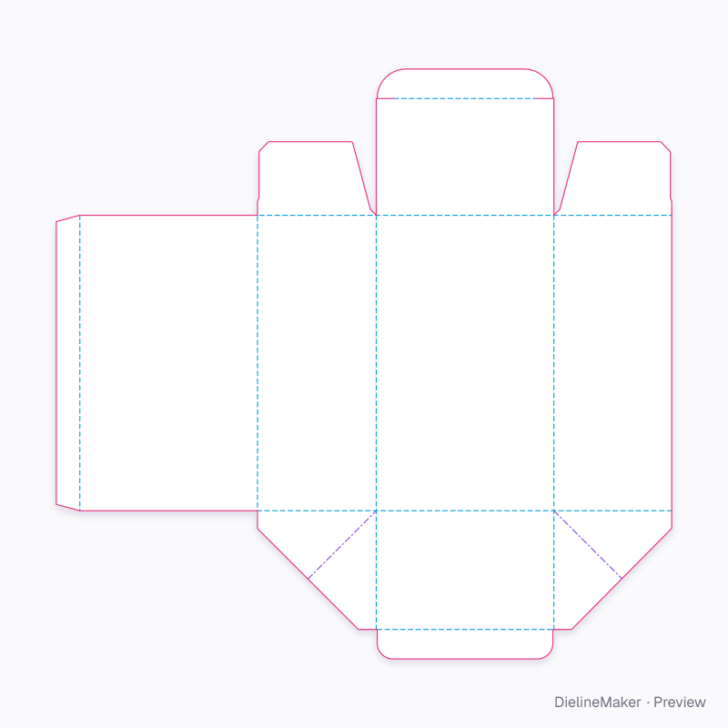 Webbed base, P3 top tuck flat dieline