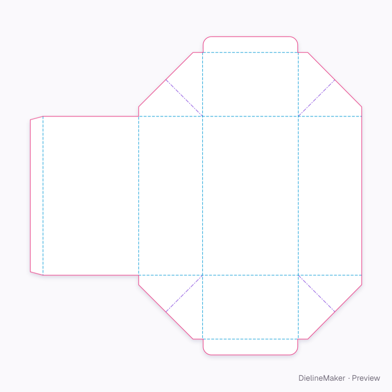 Webbed tuck carton flat dieline