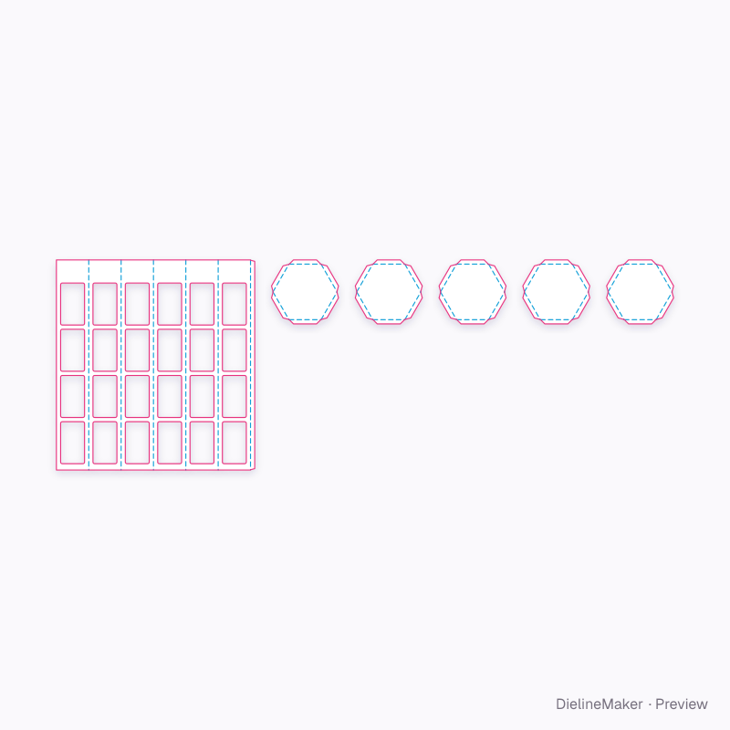 Hexagonal window tower flat dieline