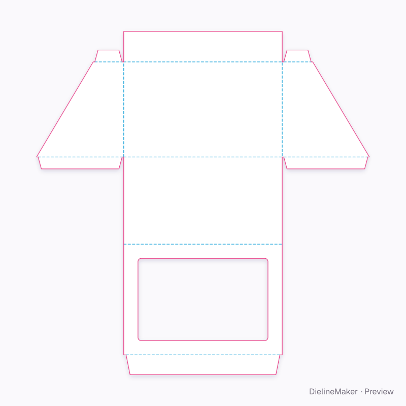 Windowed wedge gift carton 200×120×110 flat dieline