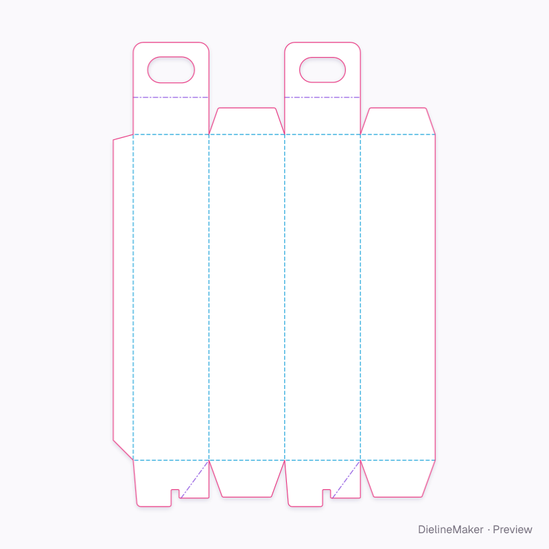 Slender wine bottle carrier — Wine carrier flat dieline