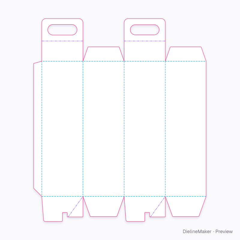 Wide wine bottle carrier — Wine carrier flat dieline