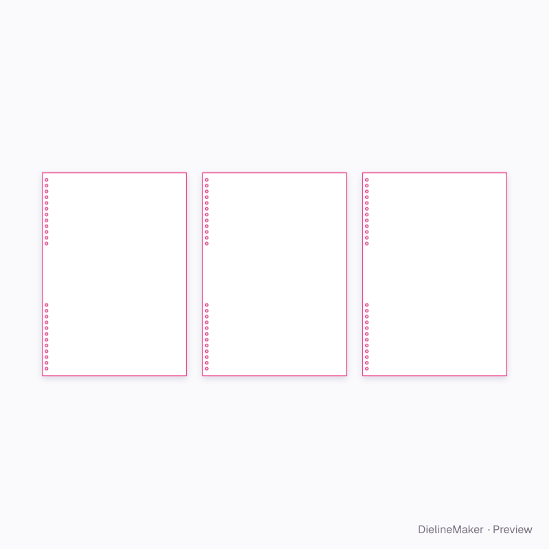 Grouped Wire-O planner flat dieline