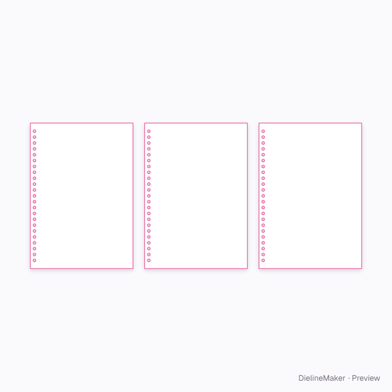 A5 wire-o notebook flat dieline