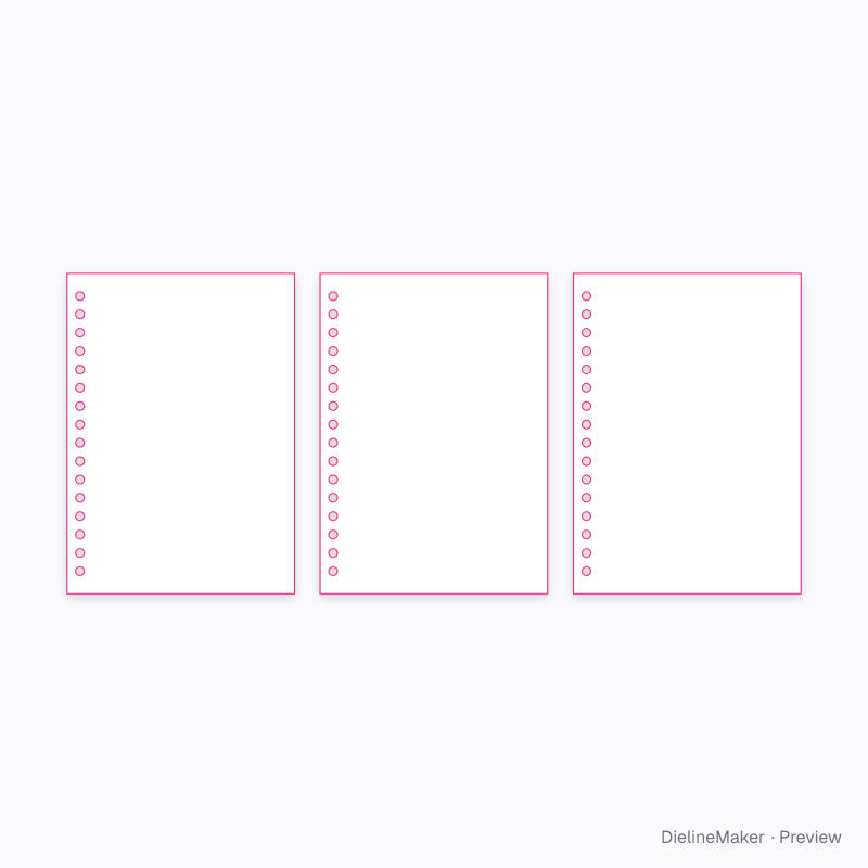 A6 wire-o notebook flat dieline