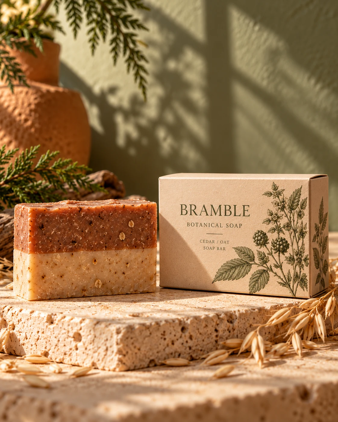 Bramble artisan soap art direction with warm natural materials