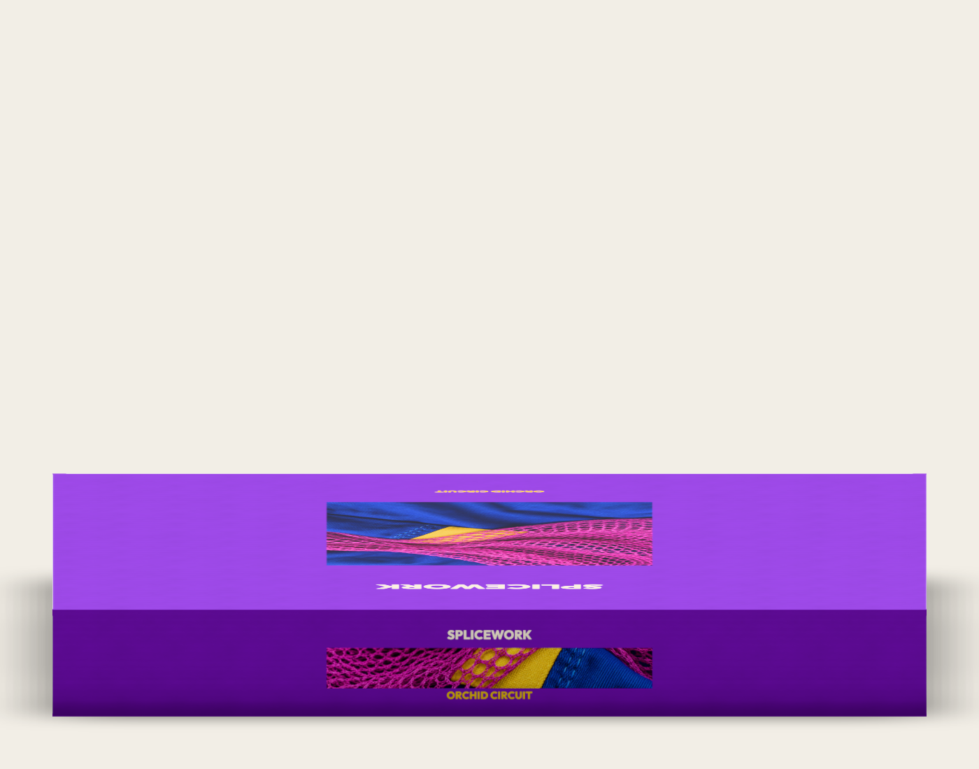 SPLICEWORK · Orchid Circuit, coordinated structural mailer: native back proof