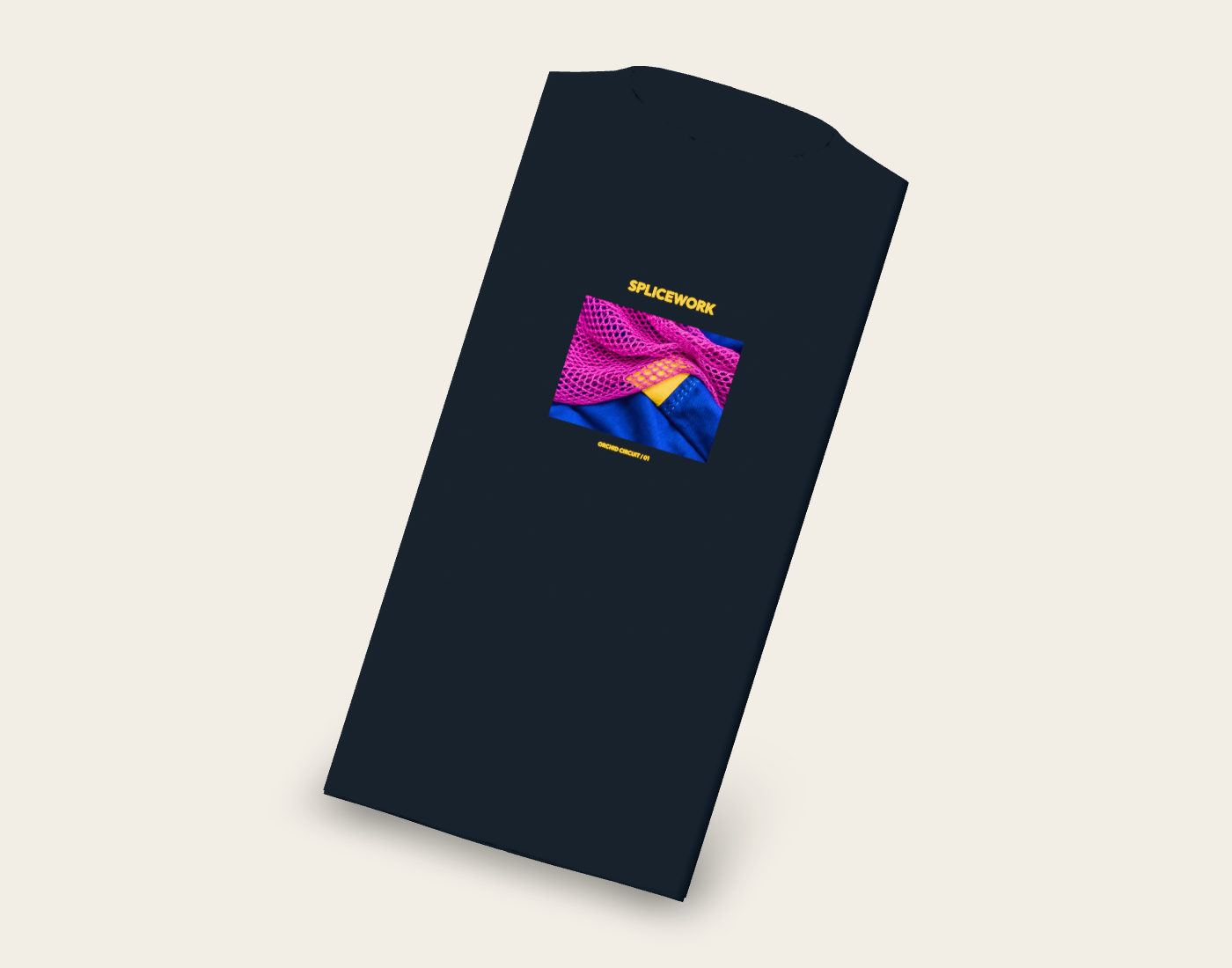 SPLICEWORK · Orchid Circuit, folded tee decoration reference: native intermediate proof