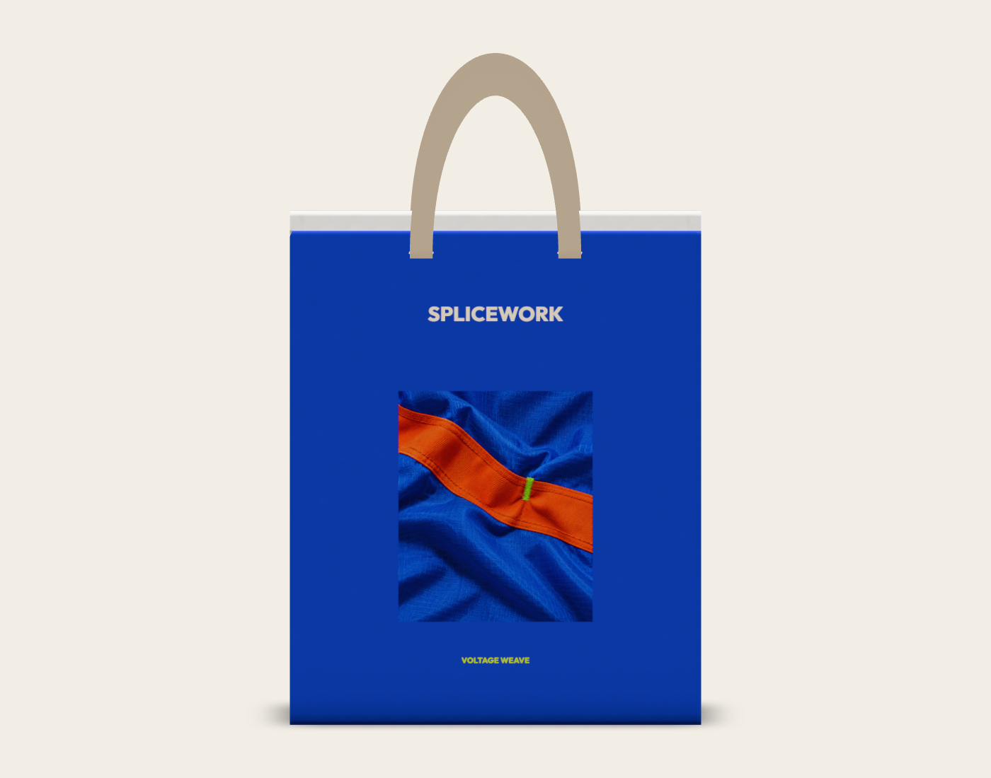SPLICEWORK · Voltage Weave, ribbon-handle carry bag: native back proof