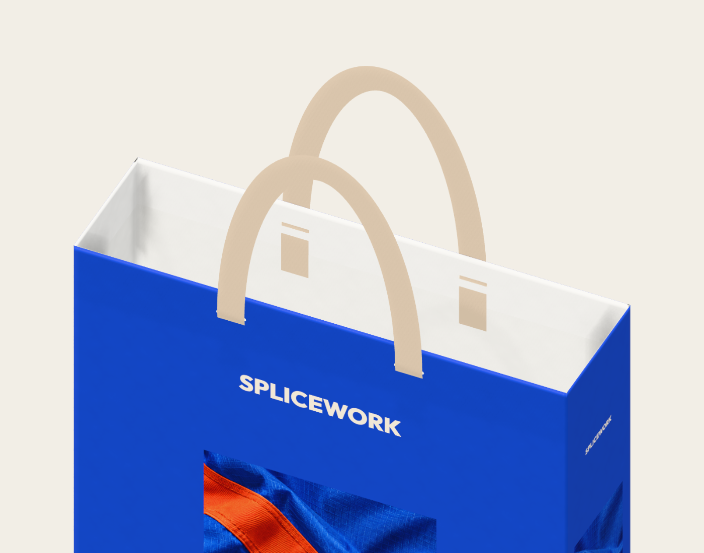 SPLICEWORK · Voltage Weave, ribbon-handle carry bag: native handle proof