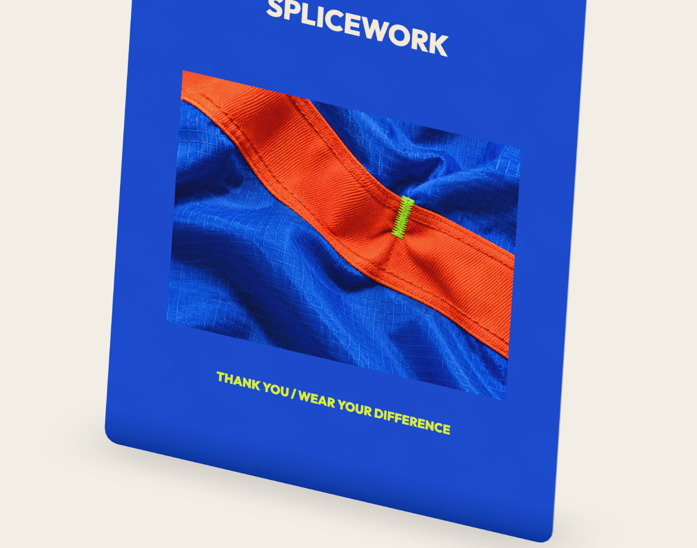 SPLICEWORK · Voltage Weave, thank-you card: native detail proof