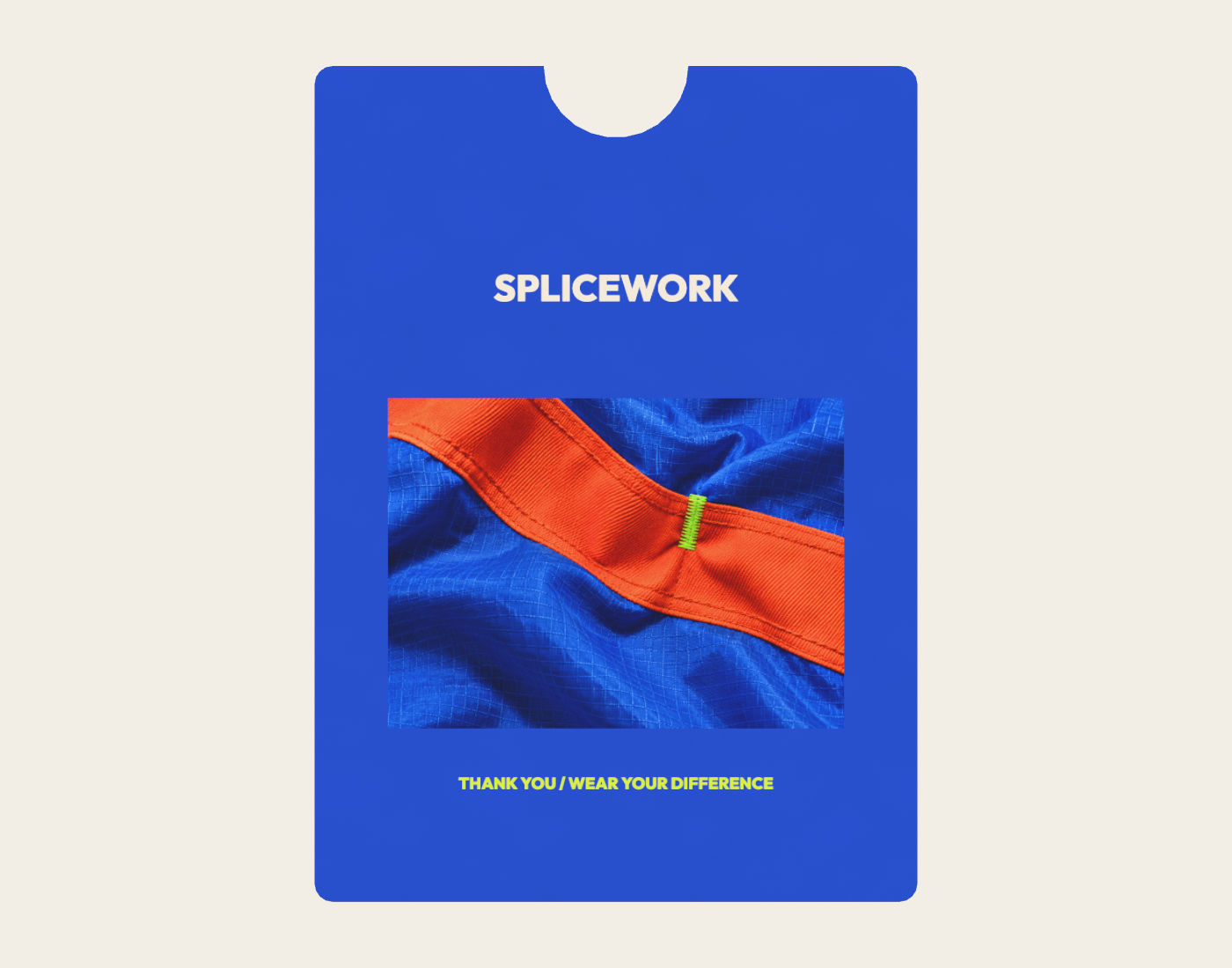 SPLICEWORK · Voltage Weave, thank-you card: native flat proof