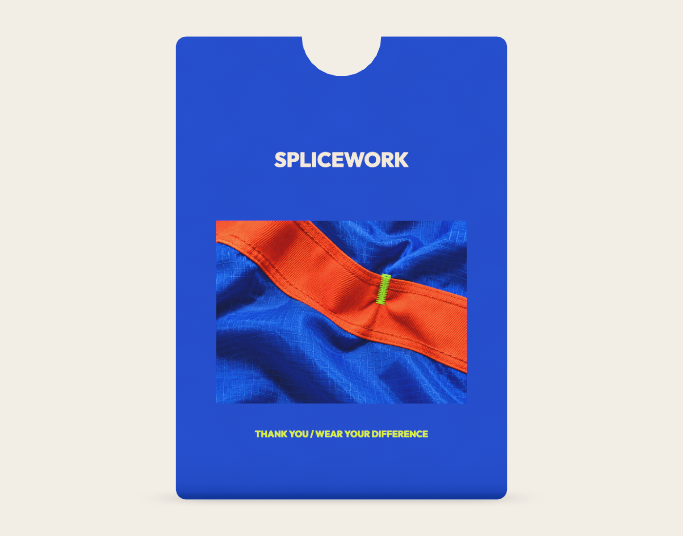 SPLICEWORK · Voltage Weave, thank-you card: native front proof