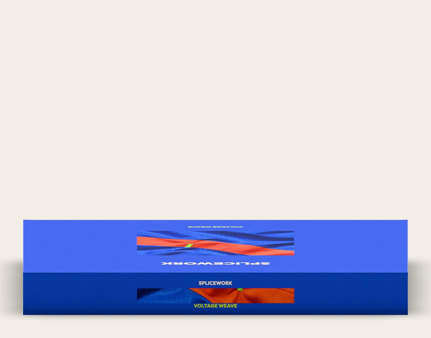 SPLICEWORK · Voltage Weave, coordinated structural mailer: native back proof