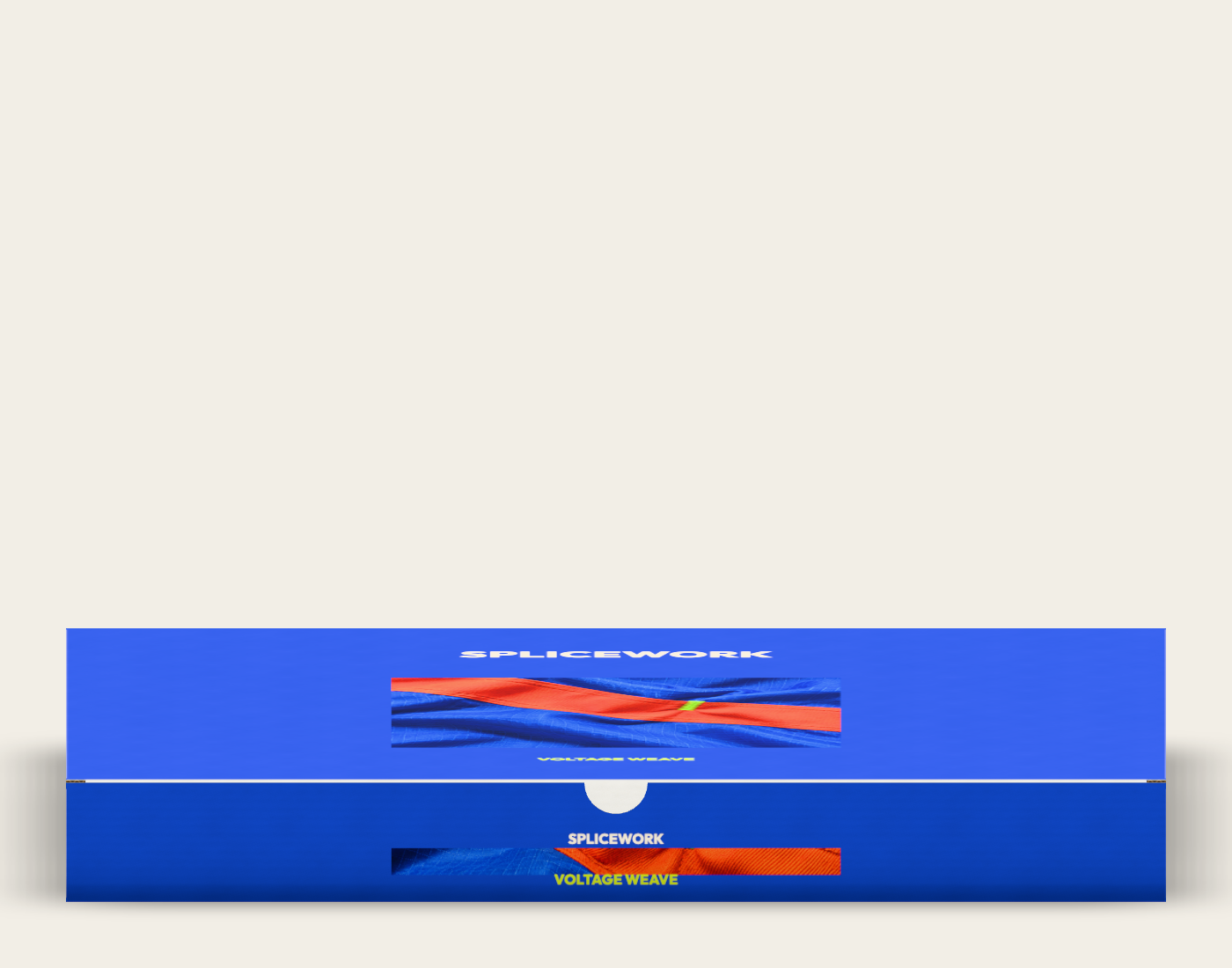 SPLICEWORK · Voltage Weave, coordinated structural mailer: native front proof