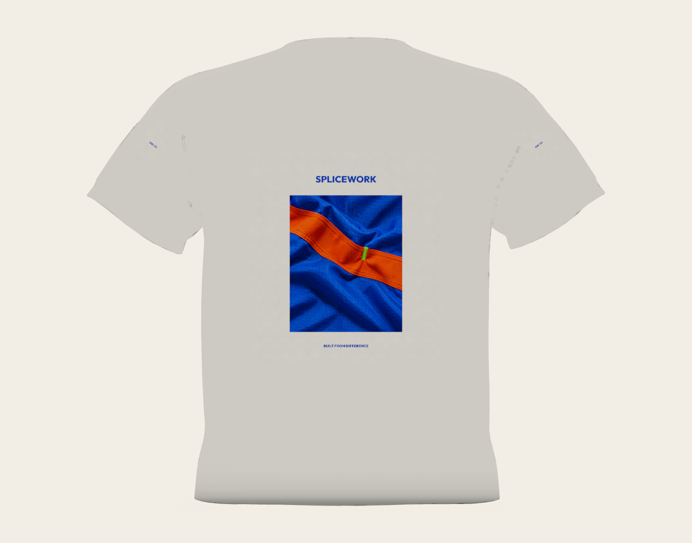 SPLICEWORK · Voltage Weave, folded tee decoration reference: native unfolded-back proof