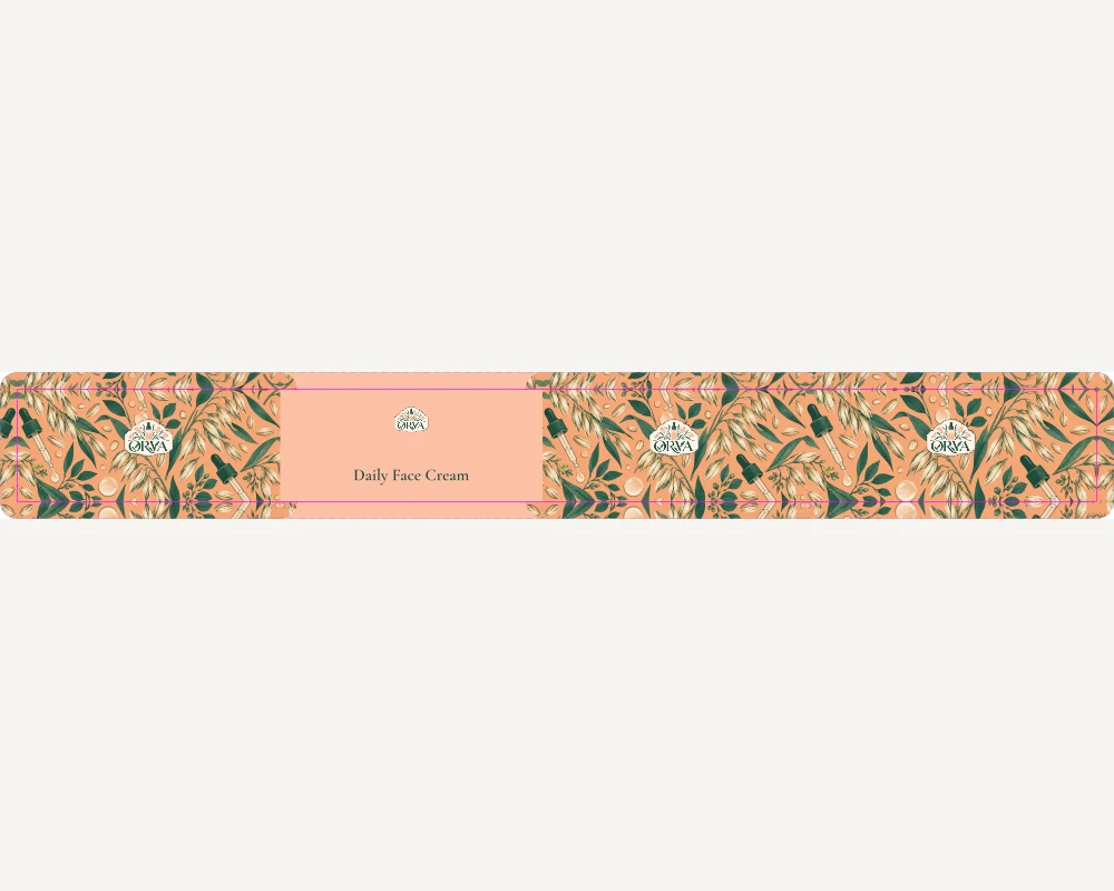 ORVA flat container label artwork