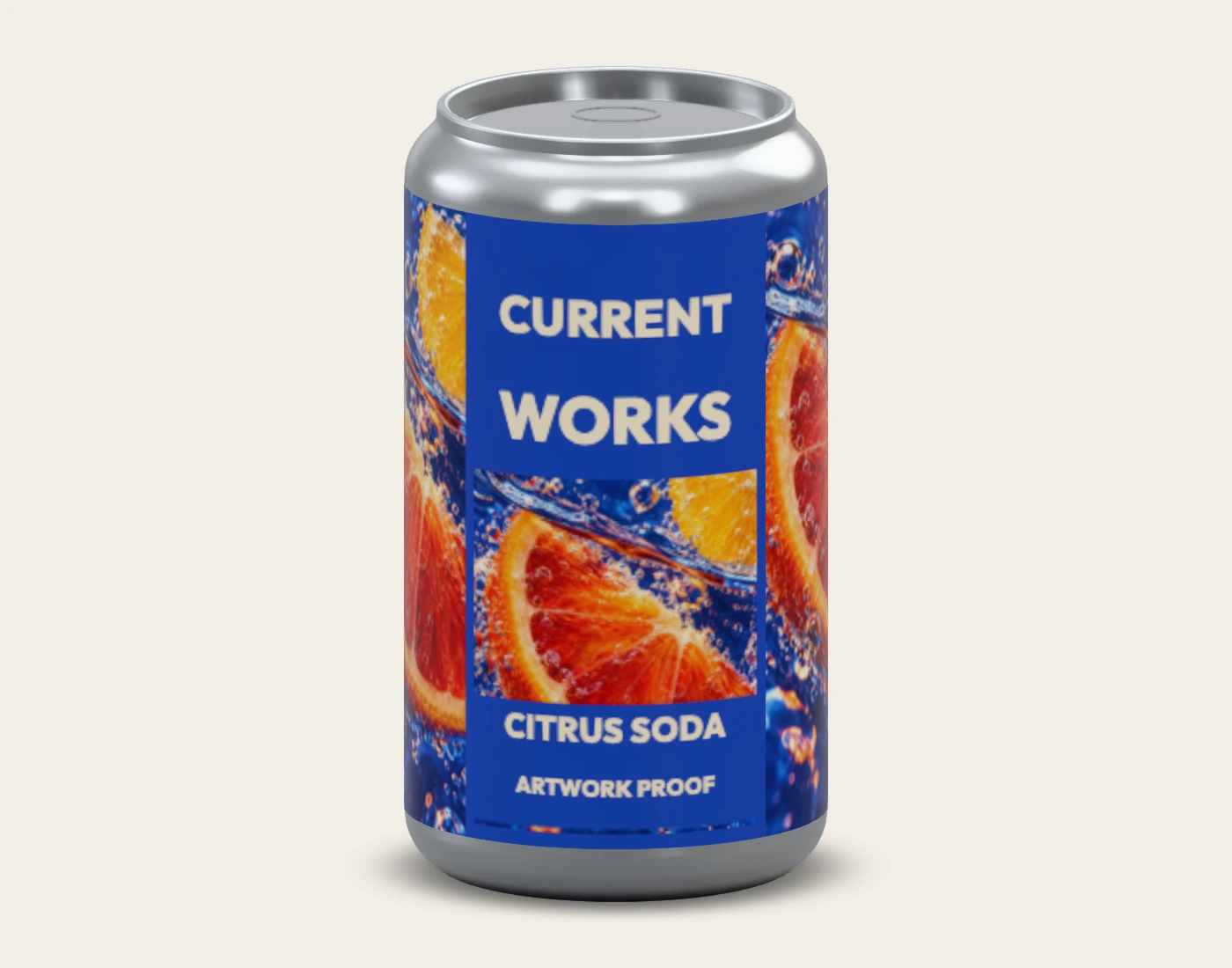 CURRENT WORKS single beverage can, back native proof