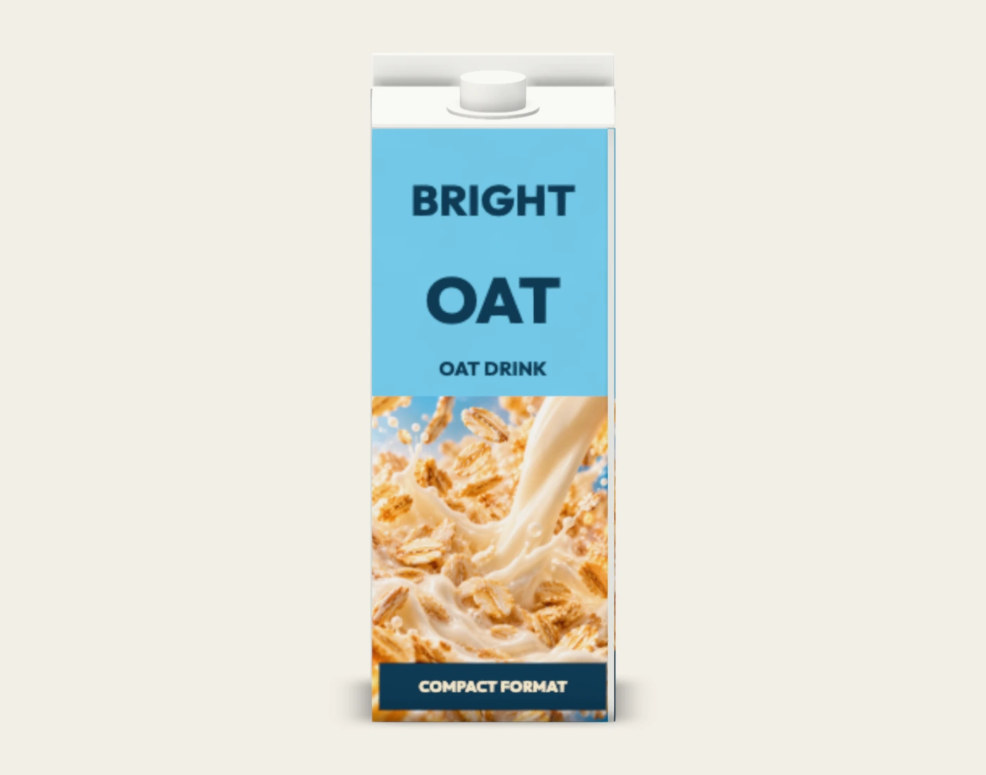 BRIGHT OAT compact capped carton, front native proof