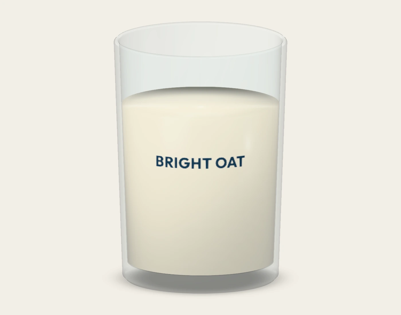 BRIGHT OAT serving-glass prop, front native proof