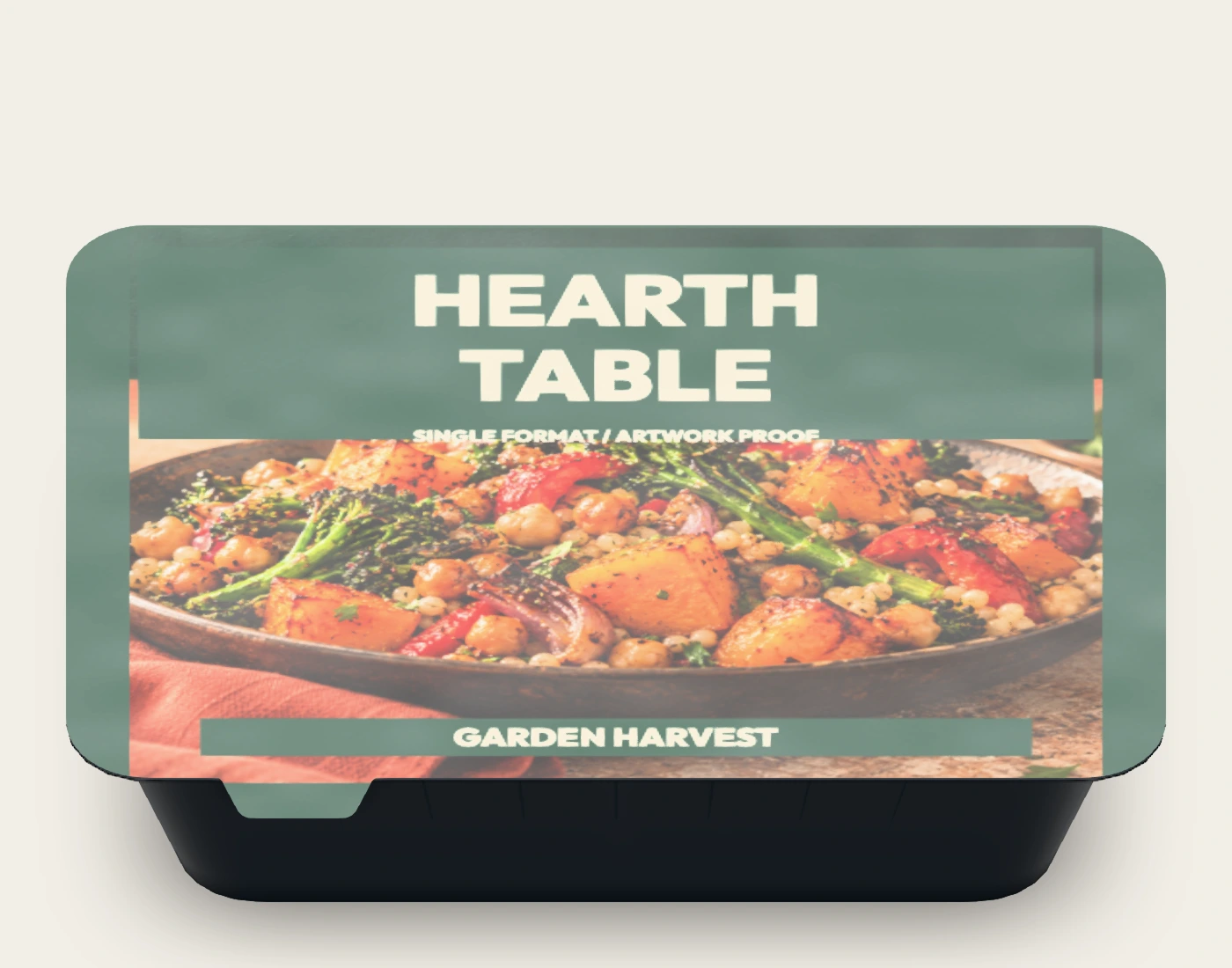 HEARTH TABLE single tray · sealed view, front native proof