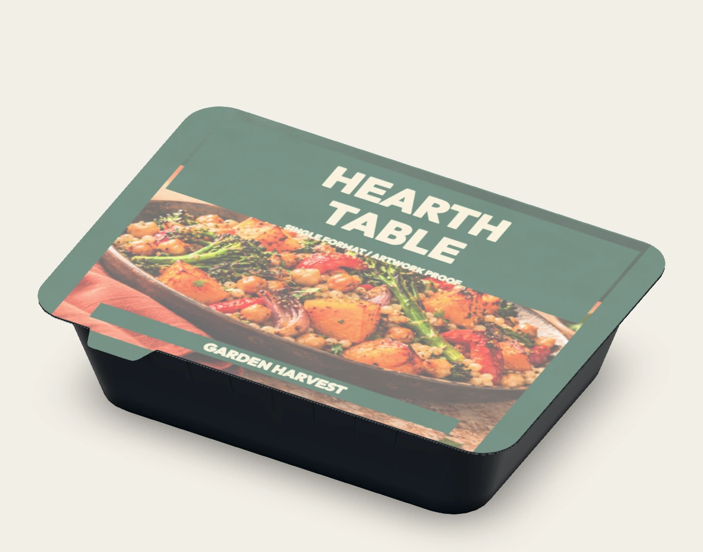 HEARTH TABLE single tray · sealed view, three-quarter native proof