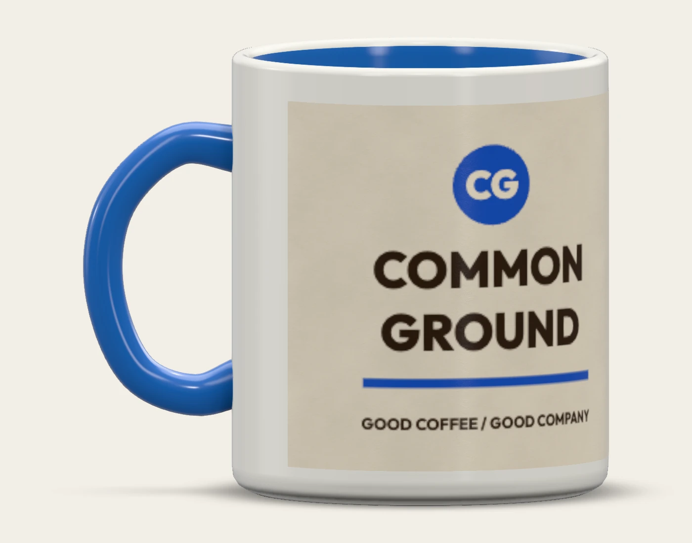 COMMON GROUND two-tone mug, native back view