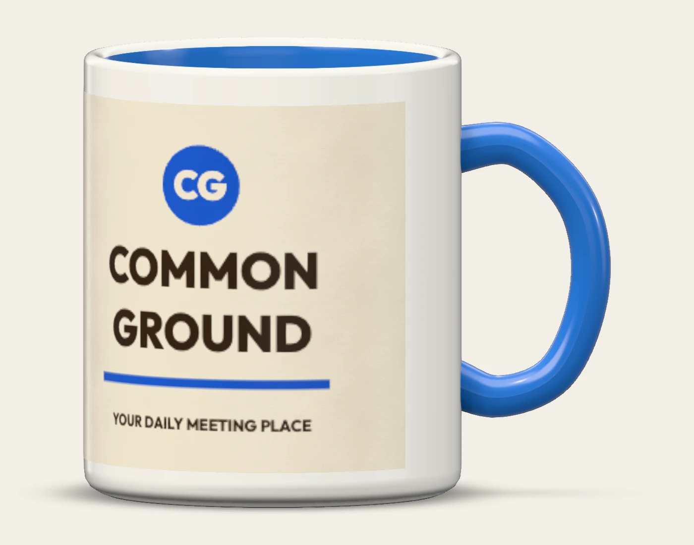 COMMON GROUND two-tone mug, native front view