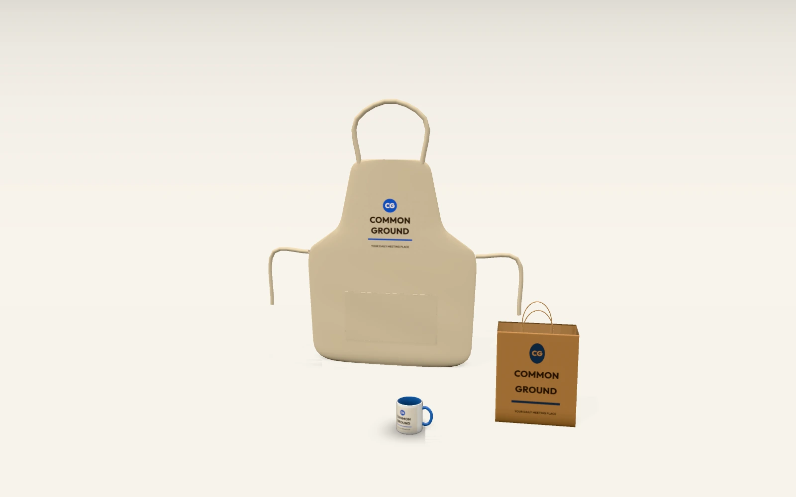 COMMON GROUND coordinated native scene: mug, apron and carry bag
