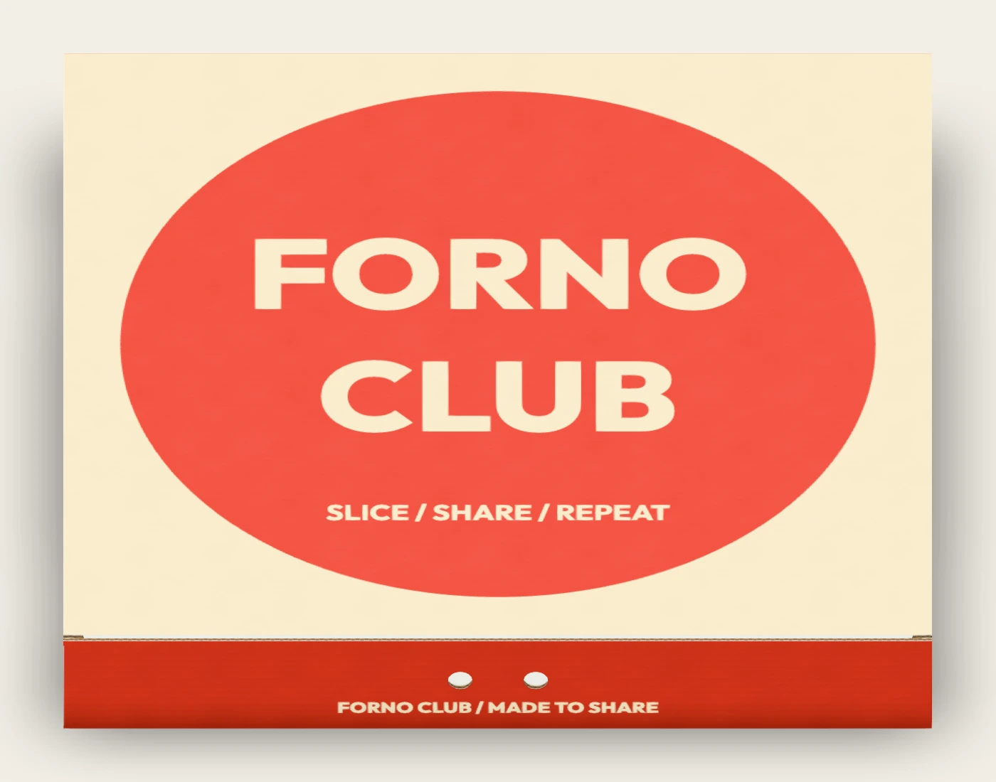 FORNO CLUB 12-inch pizza box, native front view